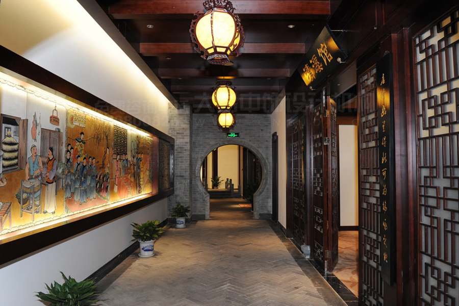 中式餐廳效果圖,中式餐飲中式裝修效果圖